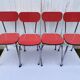Set of 4 vintage chairs in pop red formica 1960s