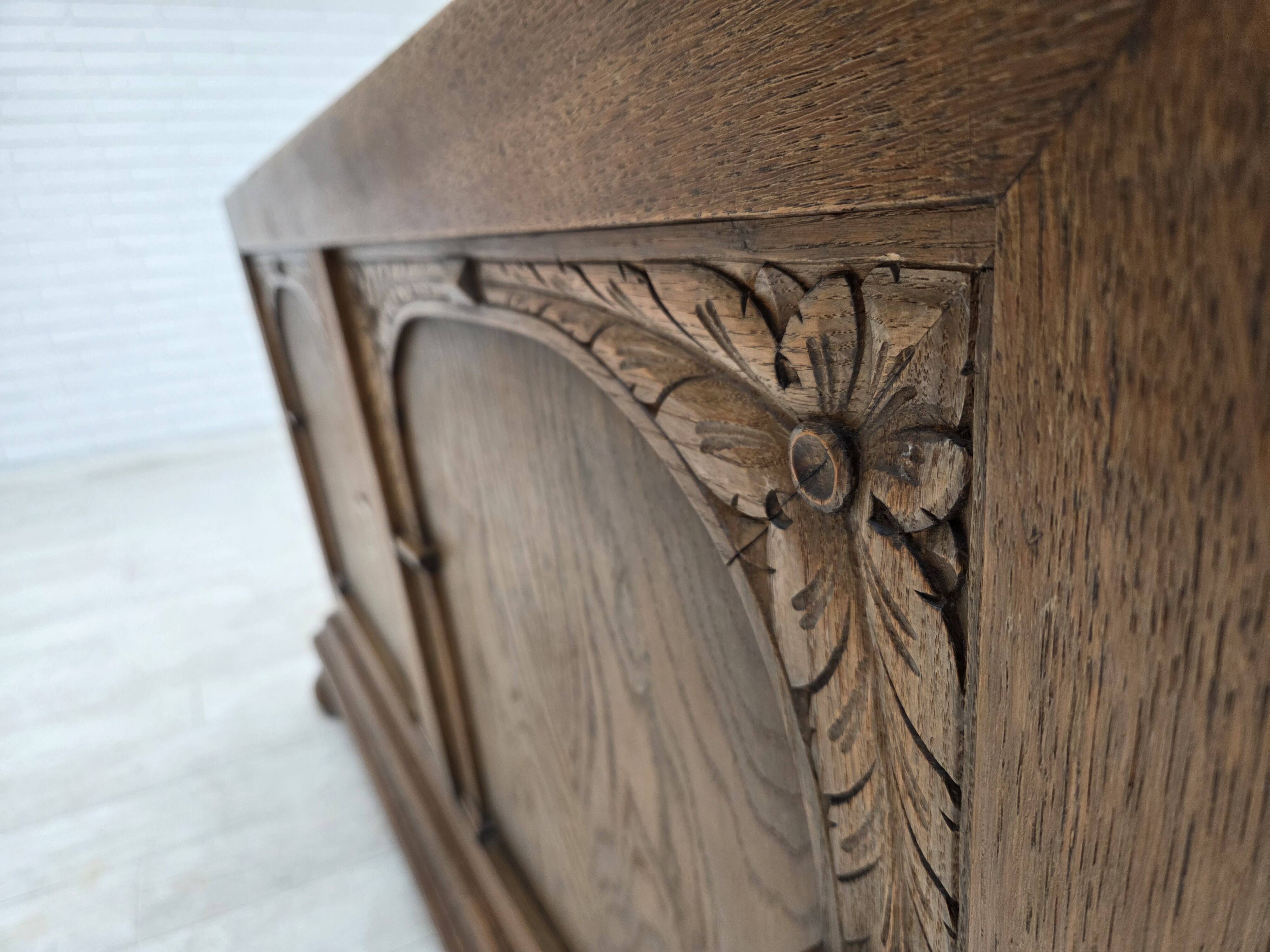 1950s, Danish 2-seater sofa, green furniture wool, oak wood.