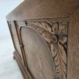 1950s, Danish 2-seater sofa, green furniture wool, oak wood.