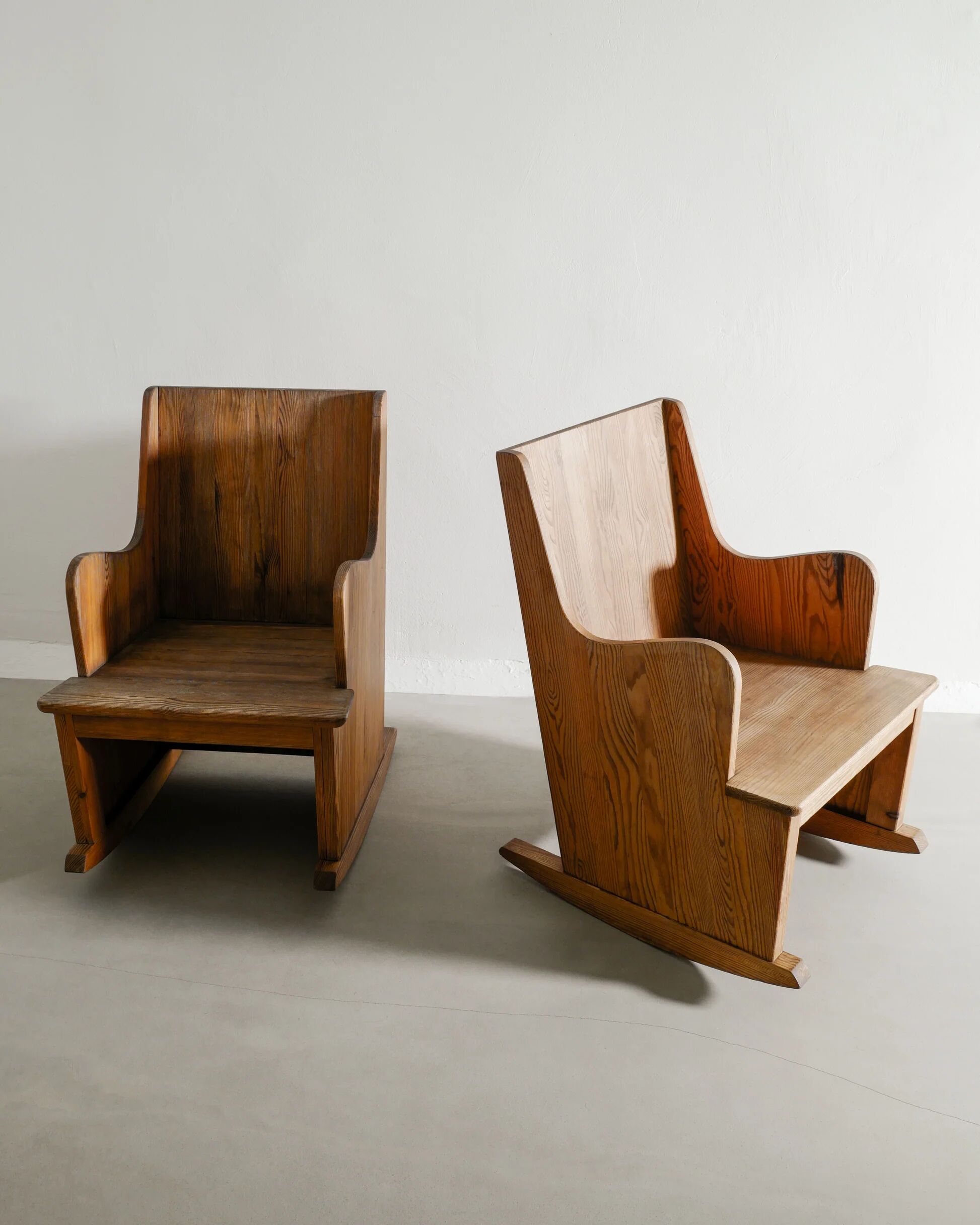 Vintage Swedish Wooden Pine Rocking Chairs by Axel Einar Hjorth, 1930s
