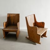 Vintage Swedish Wooden Pine Rocking Chairs by Axel Einar Hjorth, 1930s