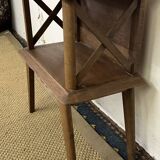 Bedside table with crossbars, vintage compass legs