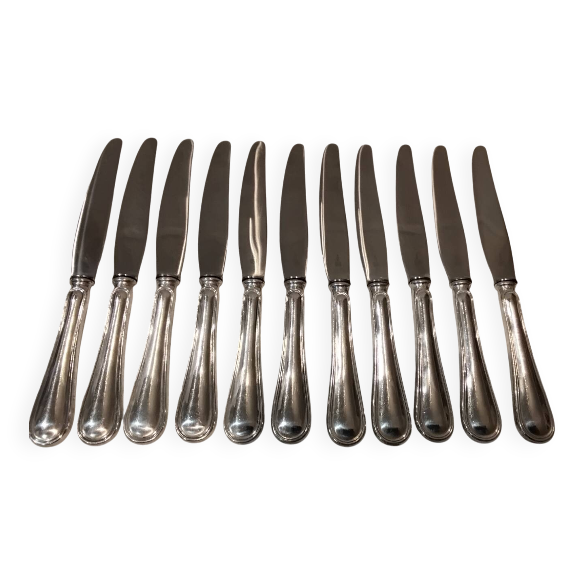 11 table knives with 800 silver handles, Swiss goldsmith Jezler filet