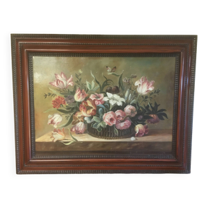 Bouquet fleurs composition - toile