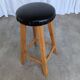Vintage Wooden Bar Stool: Black Leather Seat, Mid-Century Bistro Style