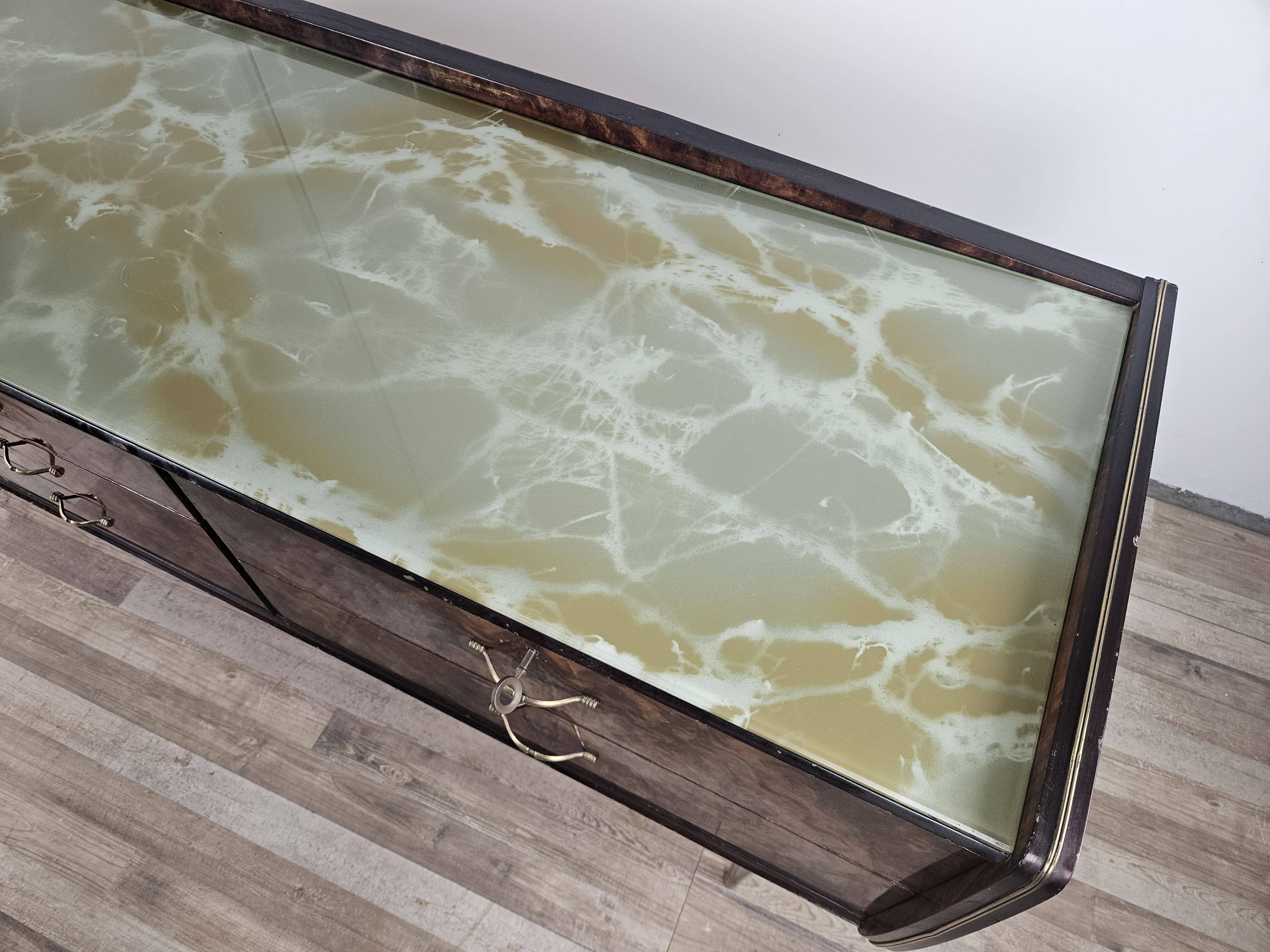 Mid Century 70's Chest of Drawers with Glass Top