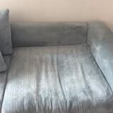 Sky blue ribbed 3-seater sofa
