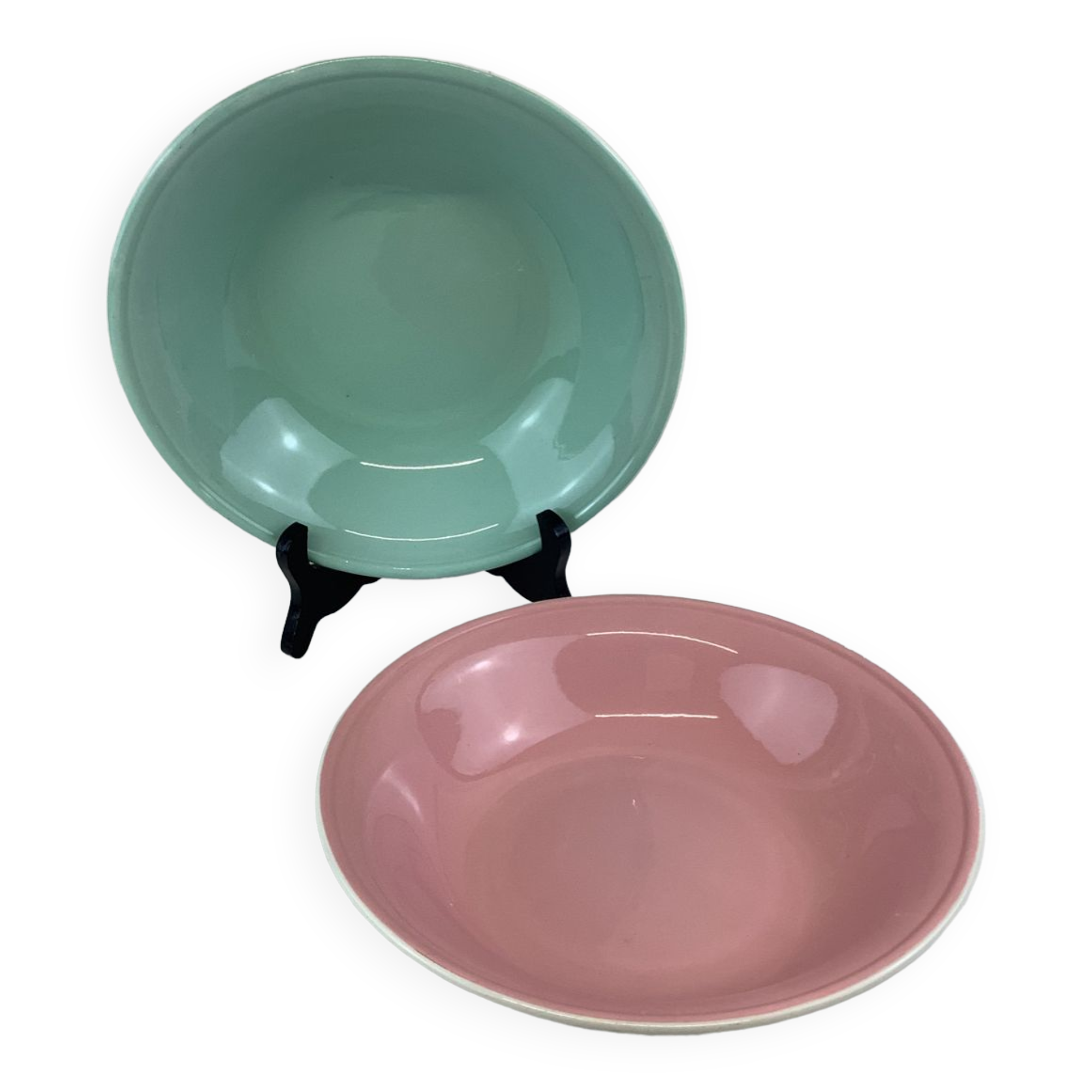 Duo old hollow dishes made in france saint Amand Céranord