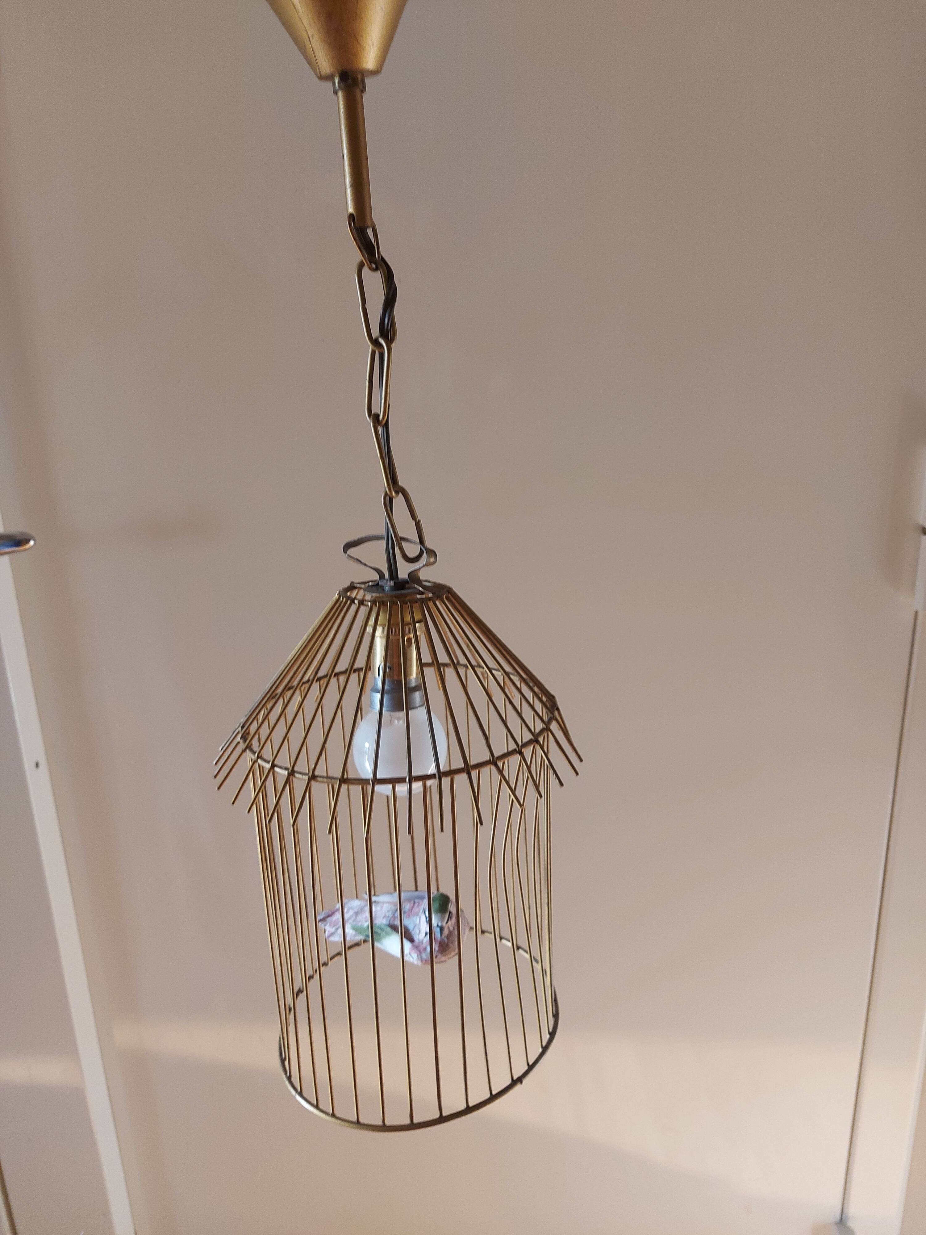 Vintage suspension in the shape of a bird cage