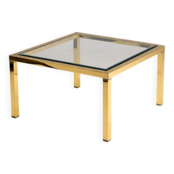 Table basse en laiton et en verre, années 1970, Europe