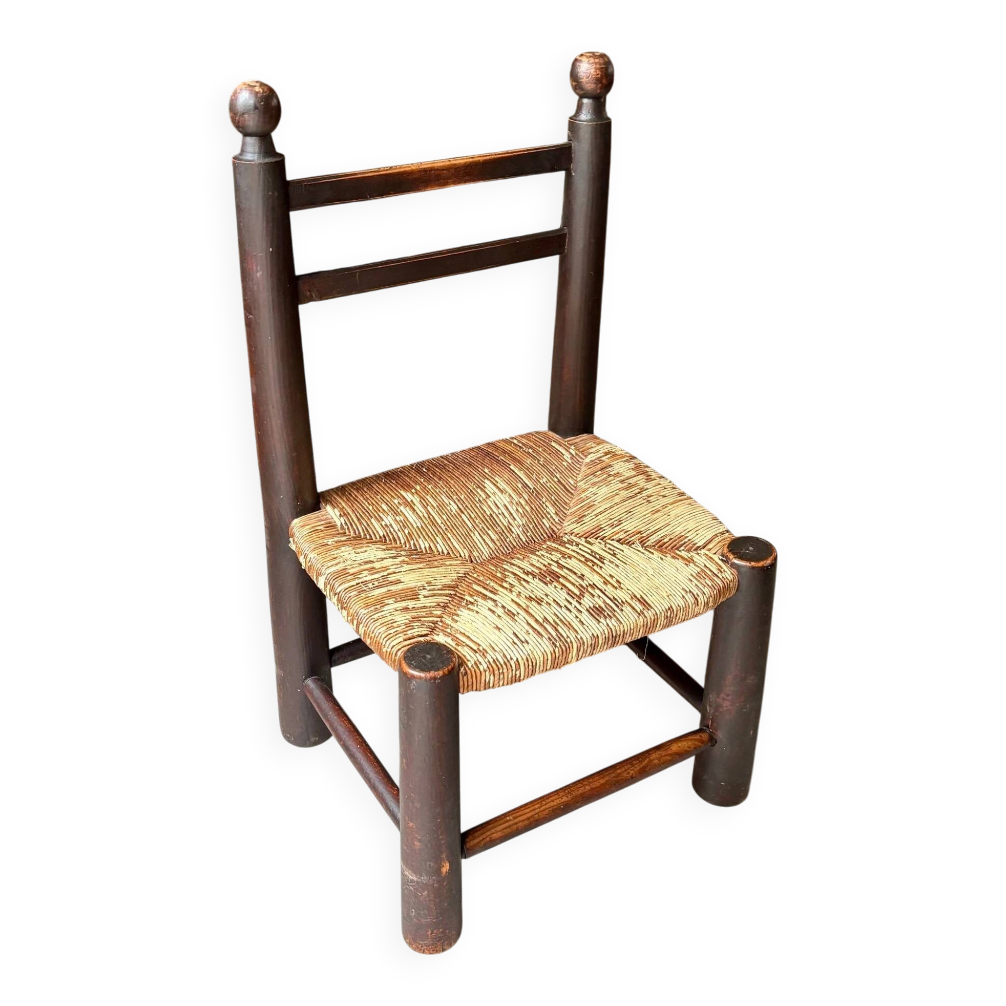 Chaise basse George Robert en bois et paille n°2