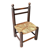 Low chair George Robert in wood and straw no. 2