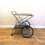 Folding trolley in silver metal
