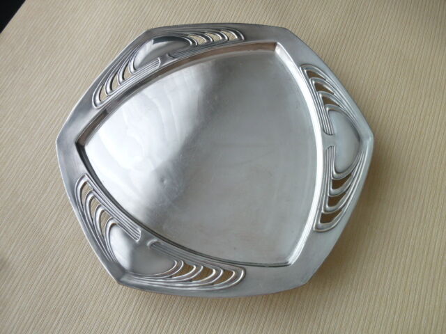 Art Deco Style silver metal presentation tray