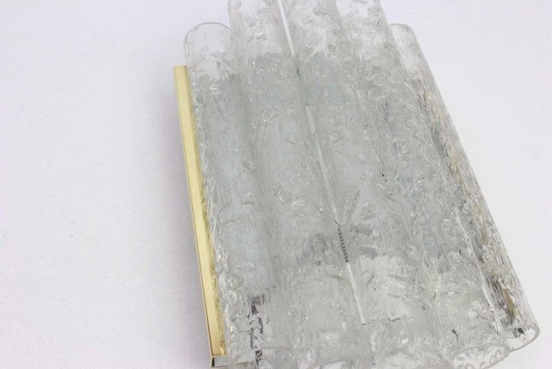 Pair of brass or ice glass wall sconces from Doria Germany 1960s