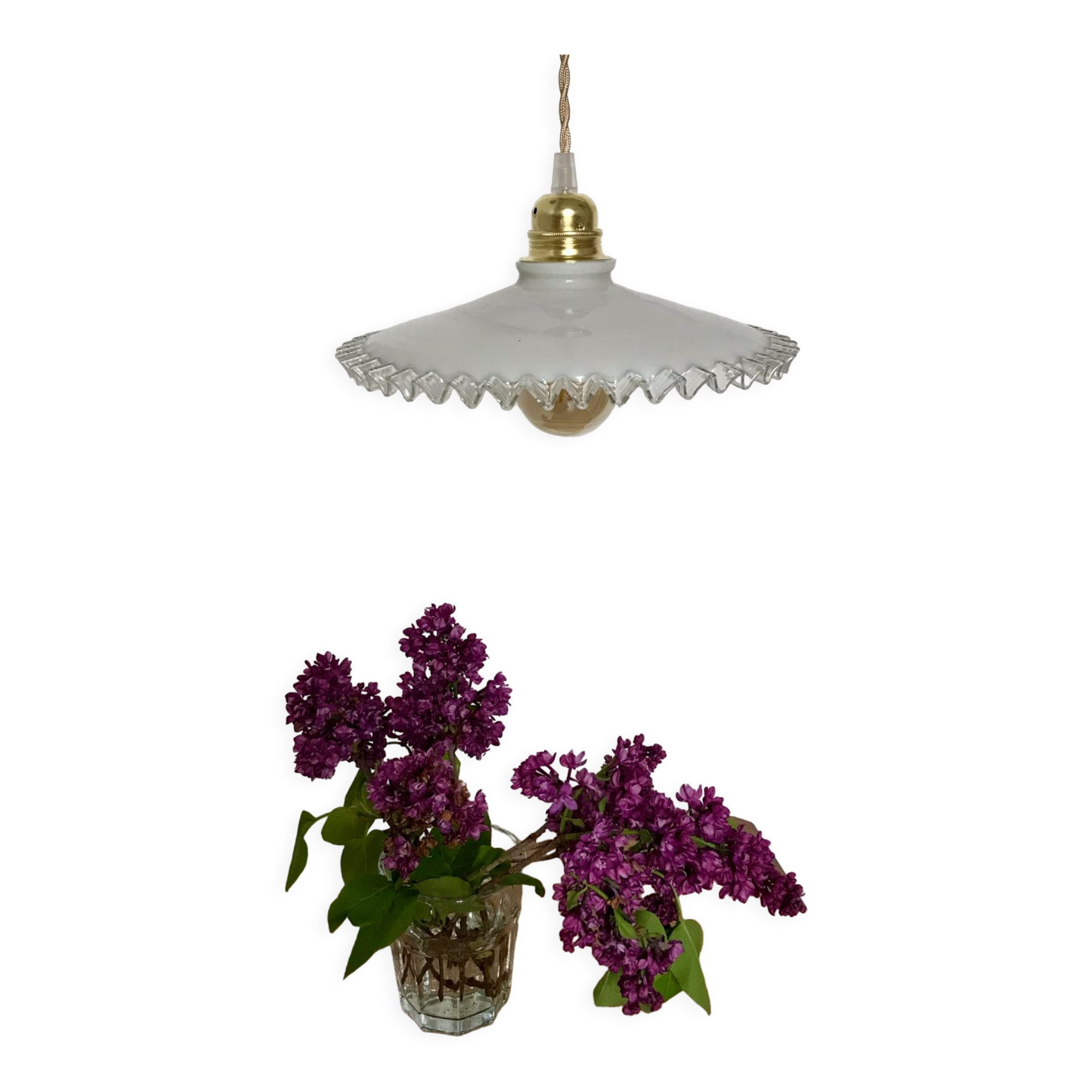 Vintage opaline pendant lamp