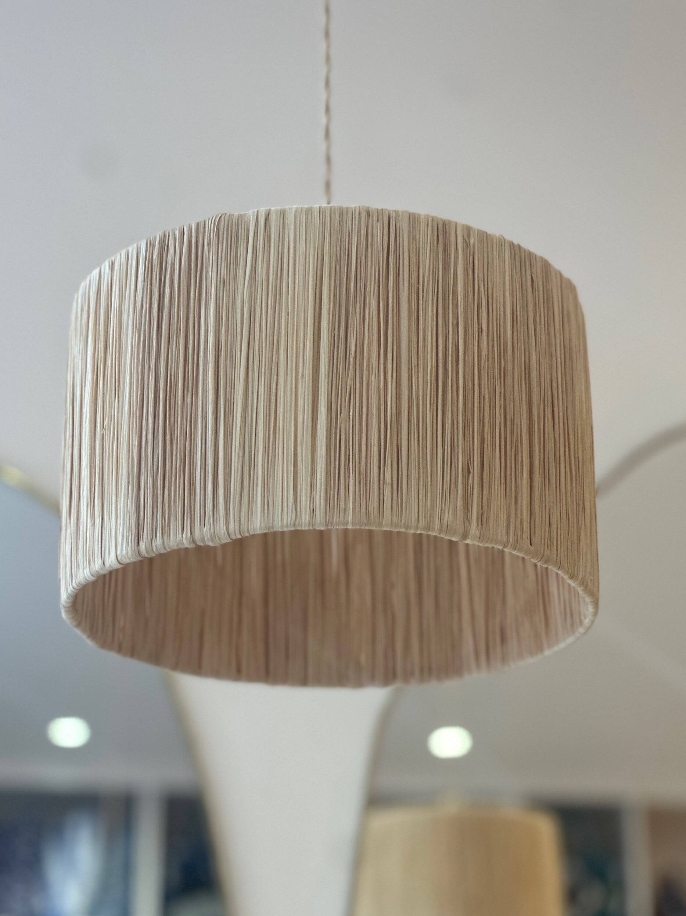 Beige natural rattan lampshade suspension - D30 cm