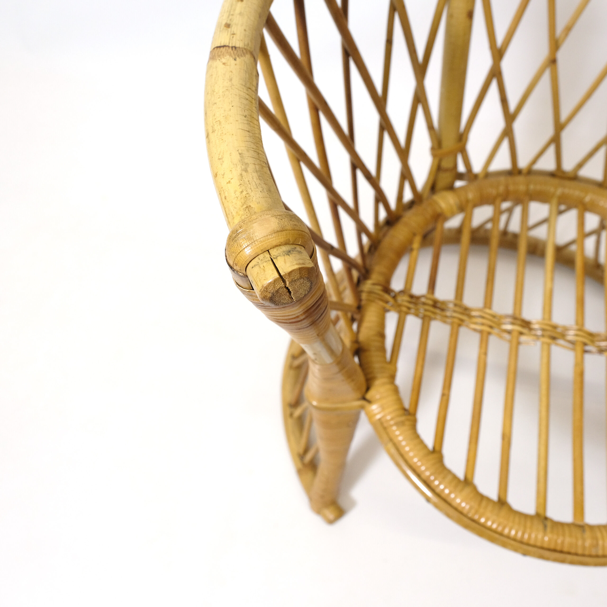 Rattan children's chair from the 1960s to 1970