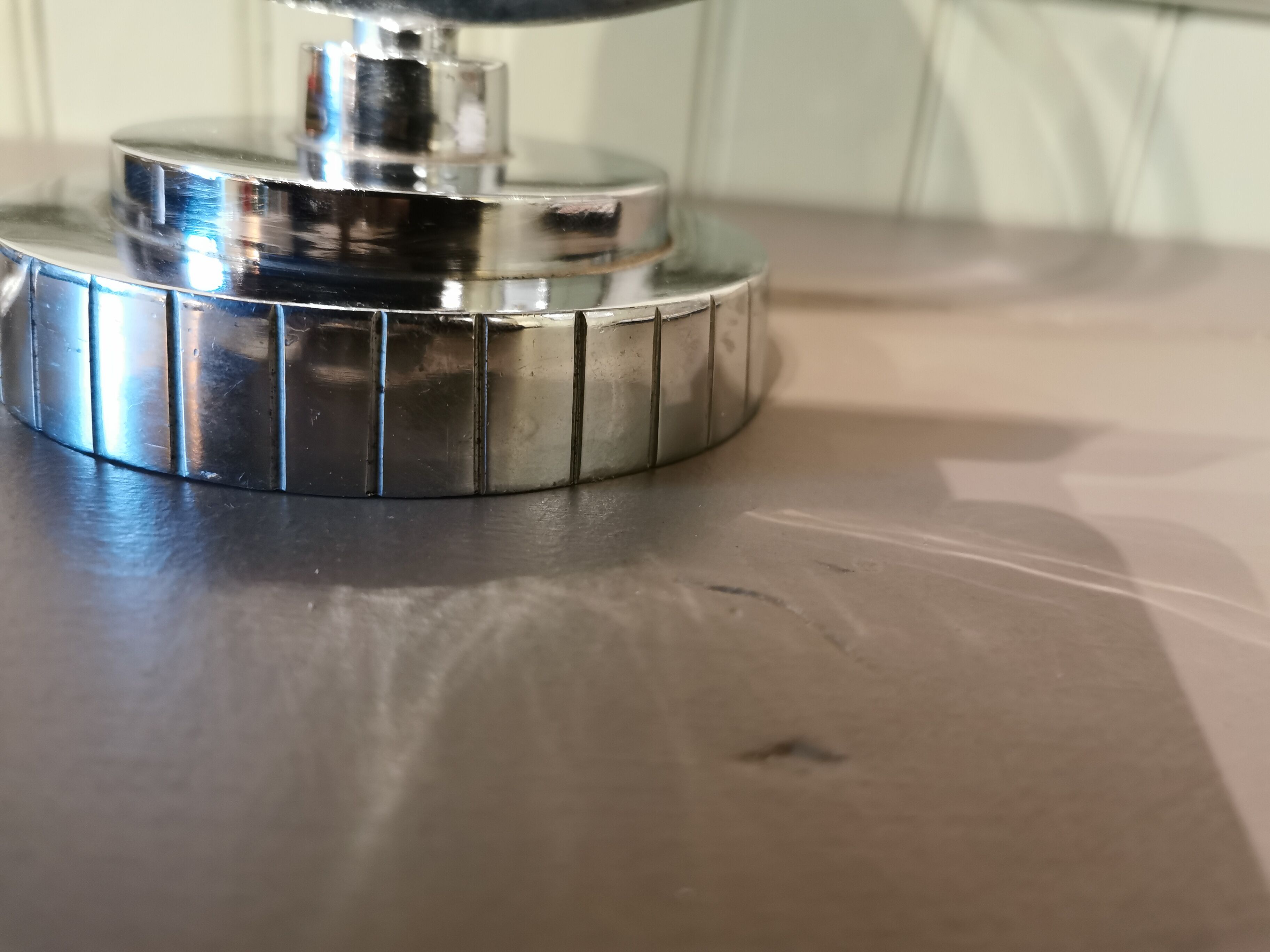 Half-moon chrome art deco lamp