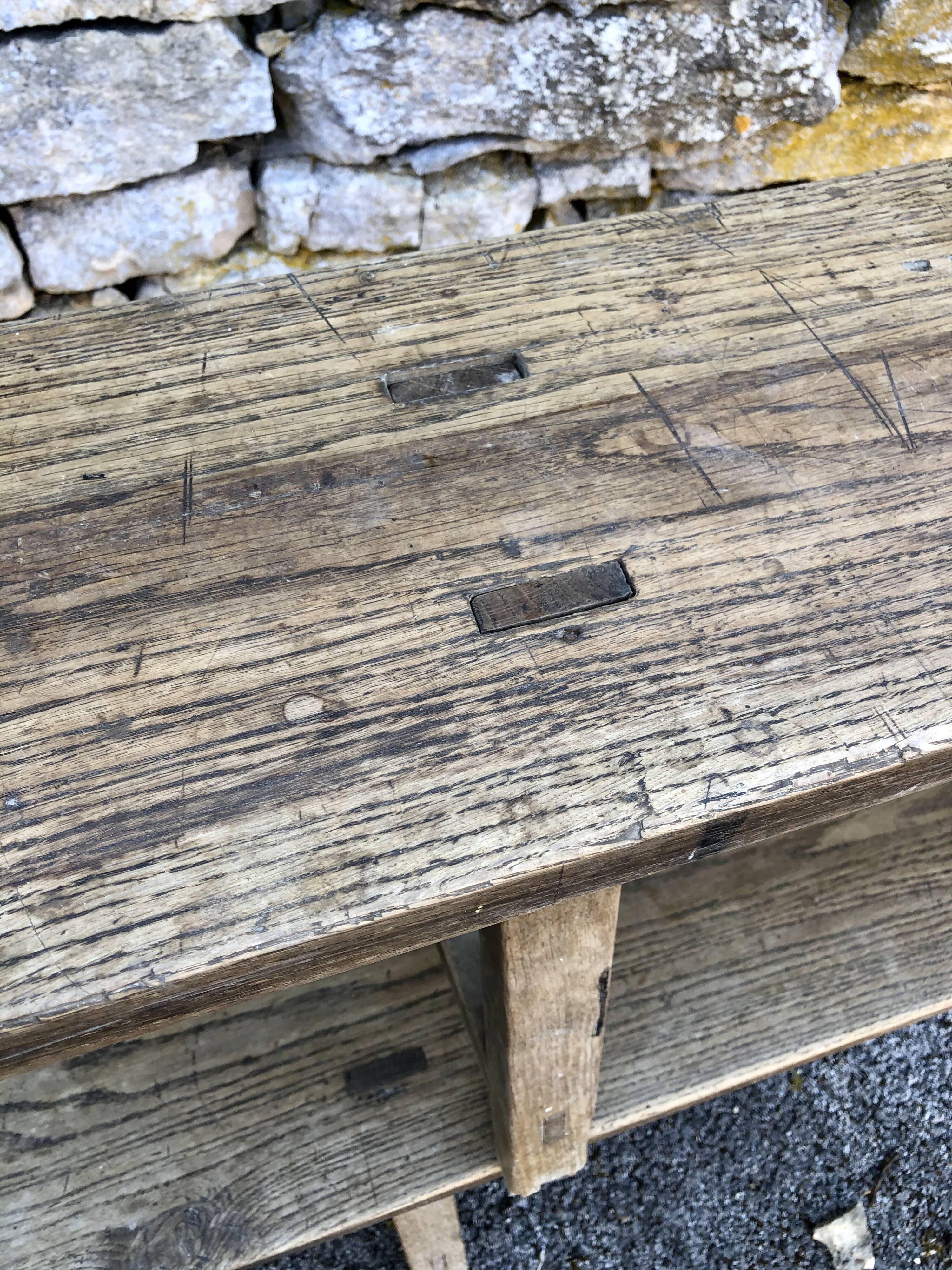 Pair of ancient benches in 19th century oak