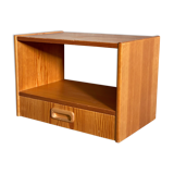 Mid Century pine floating nightstand with drawer, Scandinavian hanging cabinet