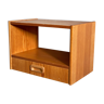 Mid Century pine floating nightstand with drawer, Scandinavian hanging cabinet