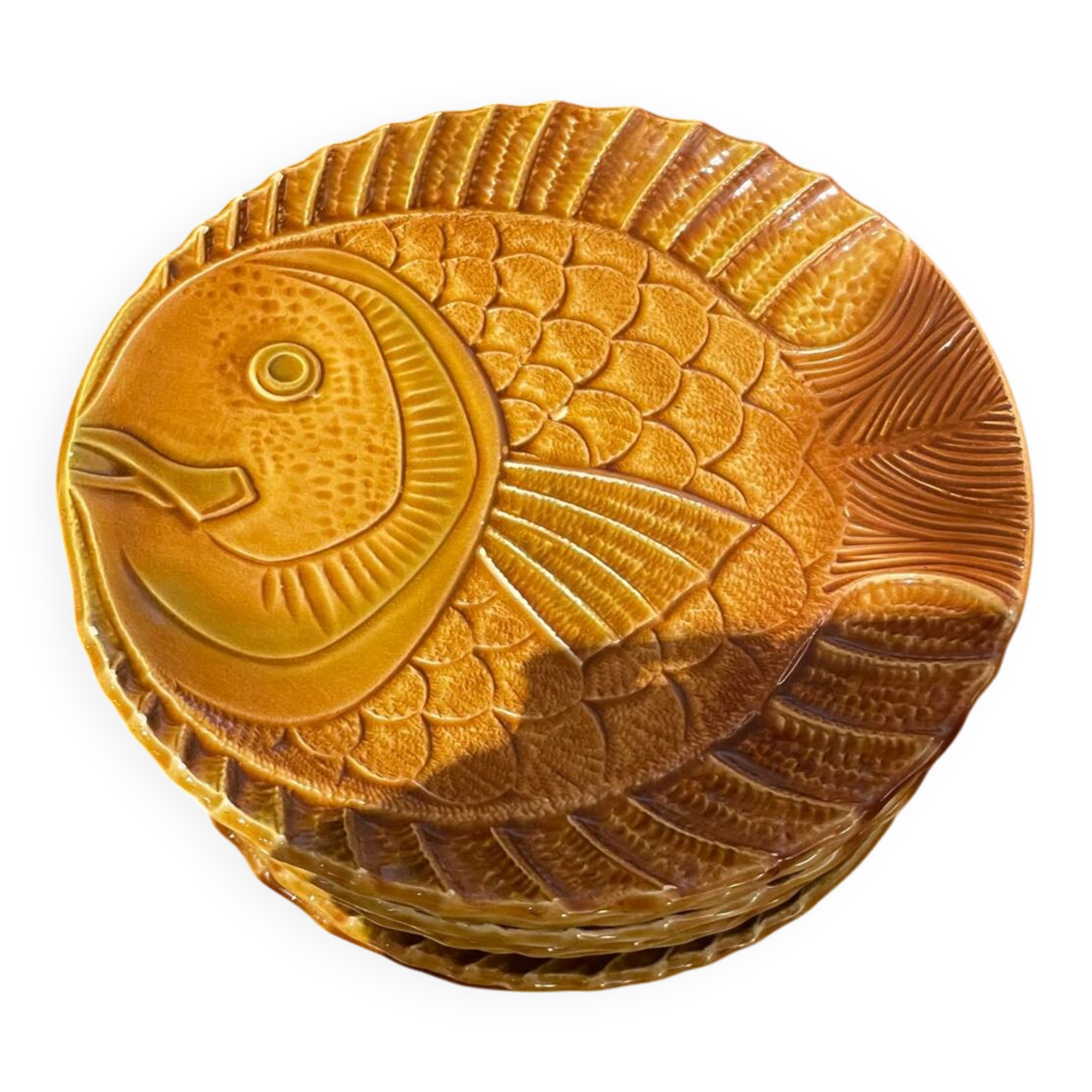 Set of 8 vintage Sarreguemines fish plates – 1960s/70s