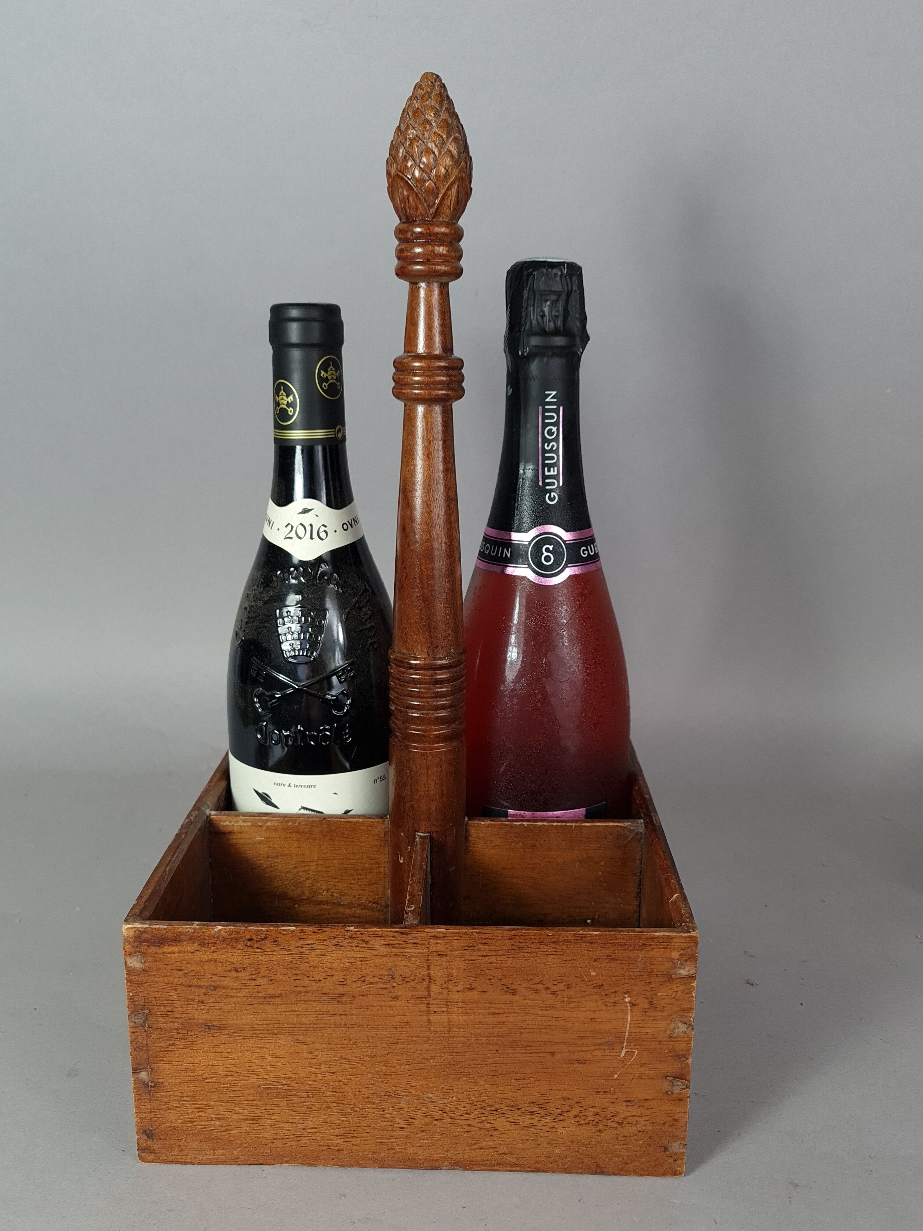 Walnut bottle holder