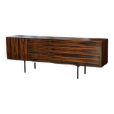 Designer sideboard in Gabonese ebony, 1 door, 12 drawers, 1960s