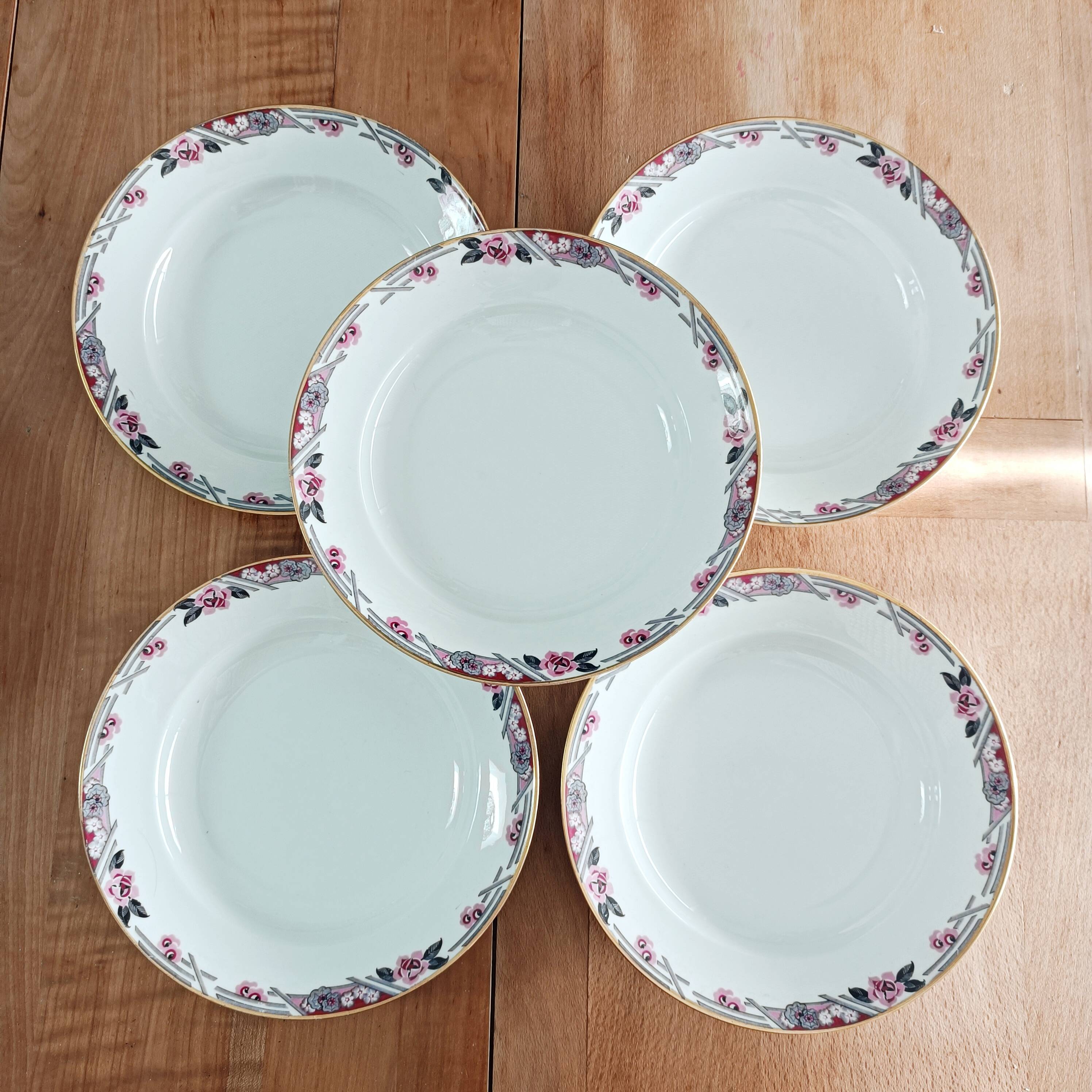 Set of 5 deep plates in Limoges porcelain Bhl