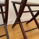 Pair of folding cane chairs