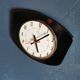 Vintage formica clock rectangular silent wall clock "Black star"