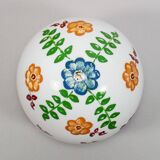 1910s English Arts & Crafts Opaline Pendant Lamp with Hand-Painted Flowers