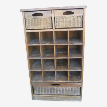 Furniture of trades with lockers in wood & rattan