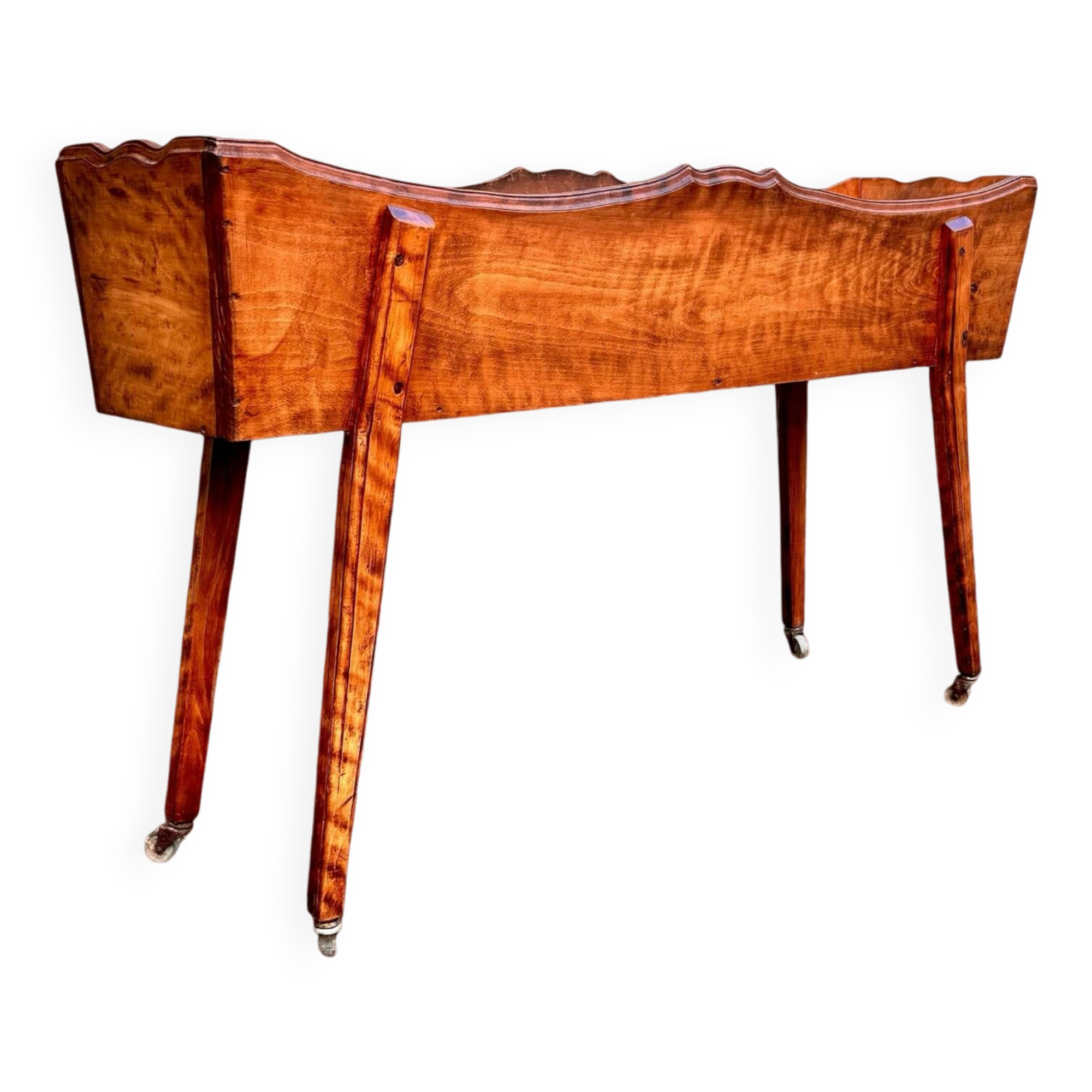 Old indoor planter on wheels