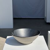 Duo of gray Indonesian ceramic bowls or salad bowls