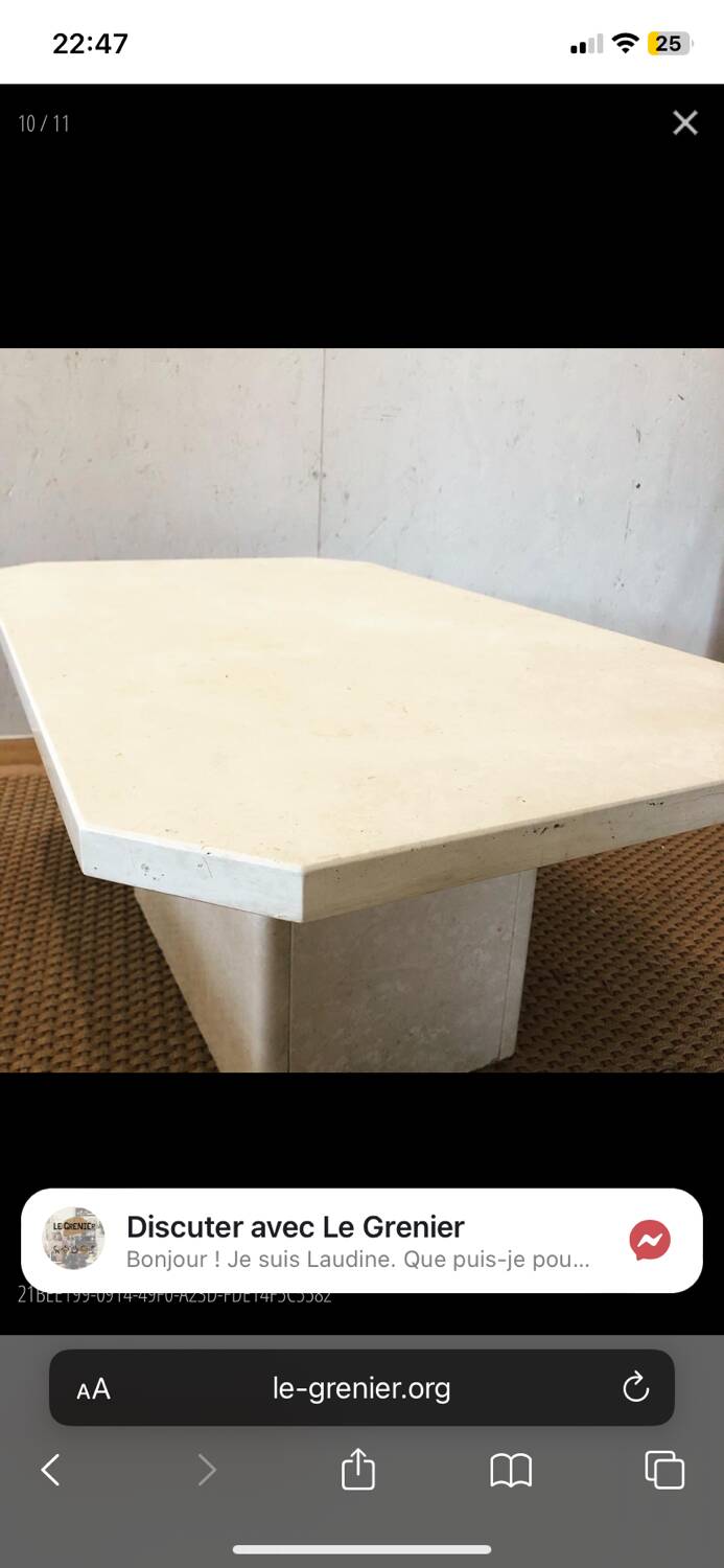 Travertine coffee table
