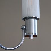 Chandelier in aluminum and chrome metal tulip white striated glass 1970 seventies