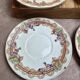 Set of 6 antique dessert plates Longwy – Violets model – Polychrome Art Nouveau decoration