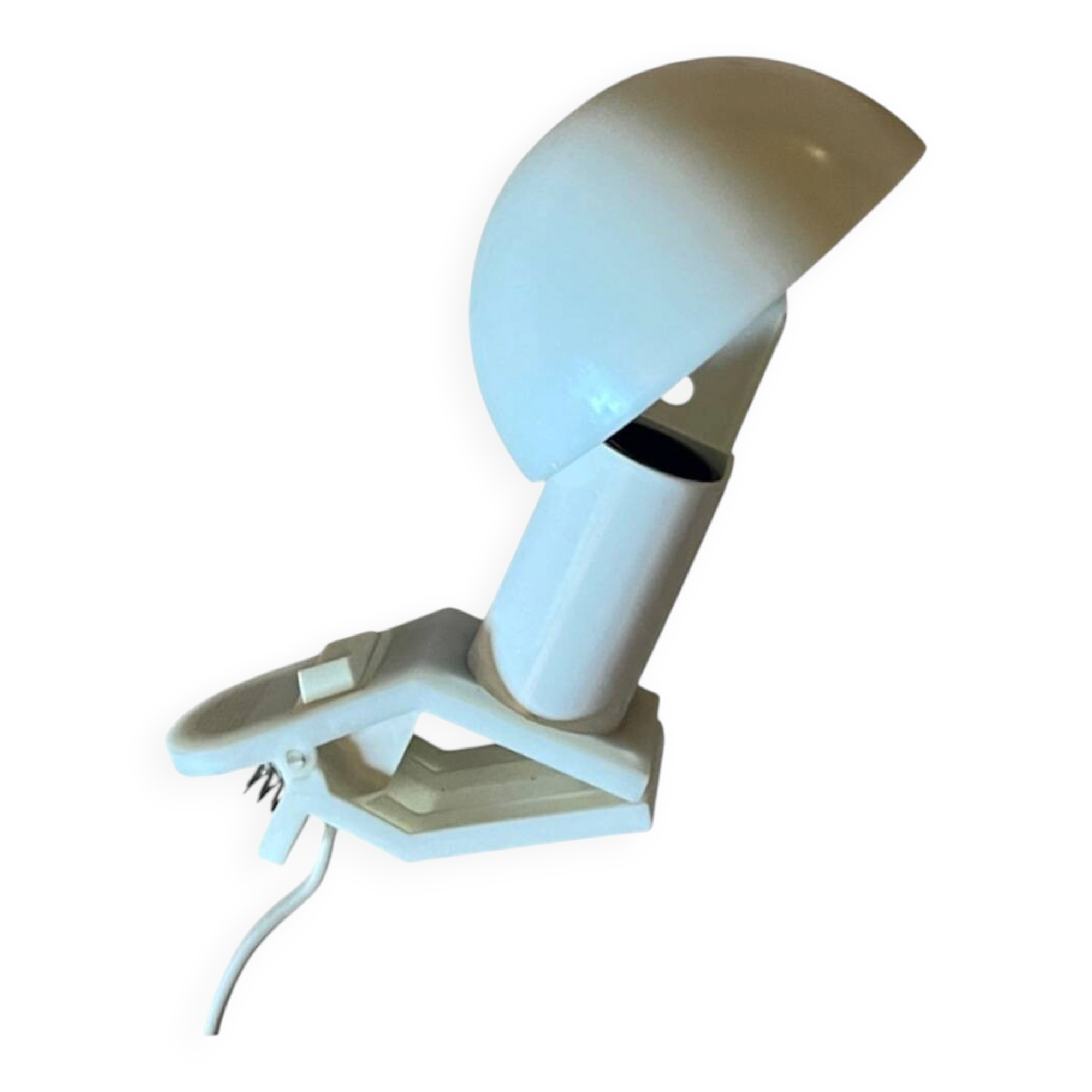 Small mushroom clip lamp Sarlam white plastic vintage night light