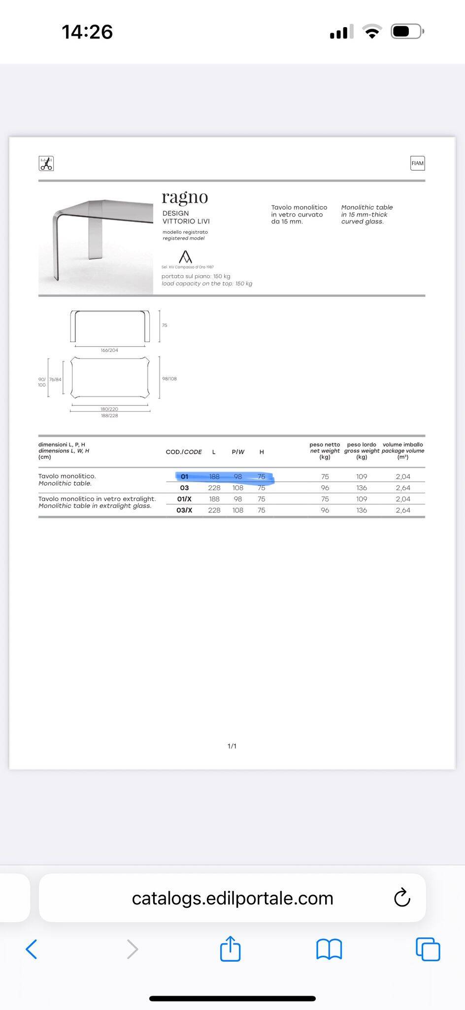 Table en verre "Ragno"-Vittorio Livi-FIAM-1980