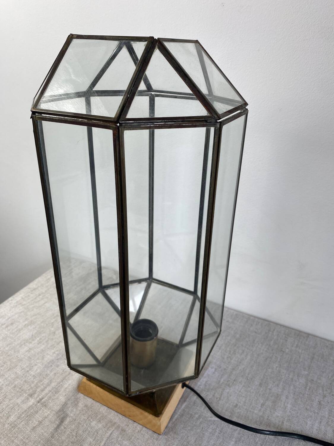 Lampe en laiton et verre