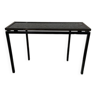 Pierre Vandel metal console with glass top