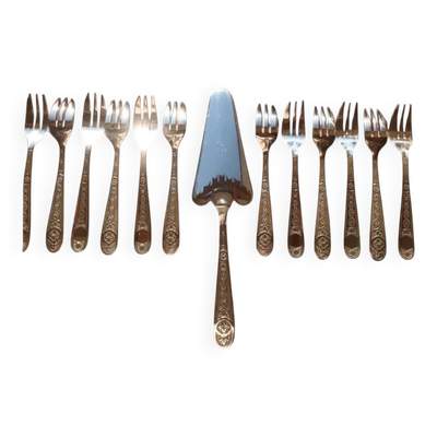Christofle Ensemble de 12 fourchettes à gâteau et 1 Pelle à tarte