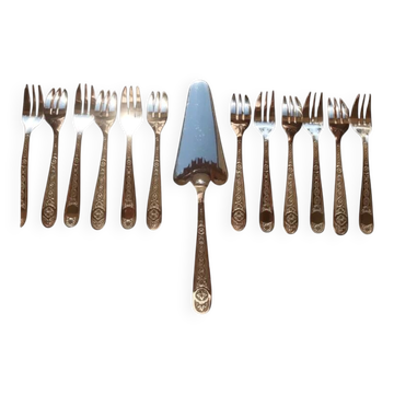Christofle Ensemble de 12 fourchettes à gâteau et 1 Pelle à tarte