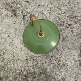 Suspension in green and white enamelled sheet metal socket brass golden threads