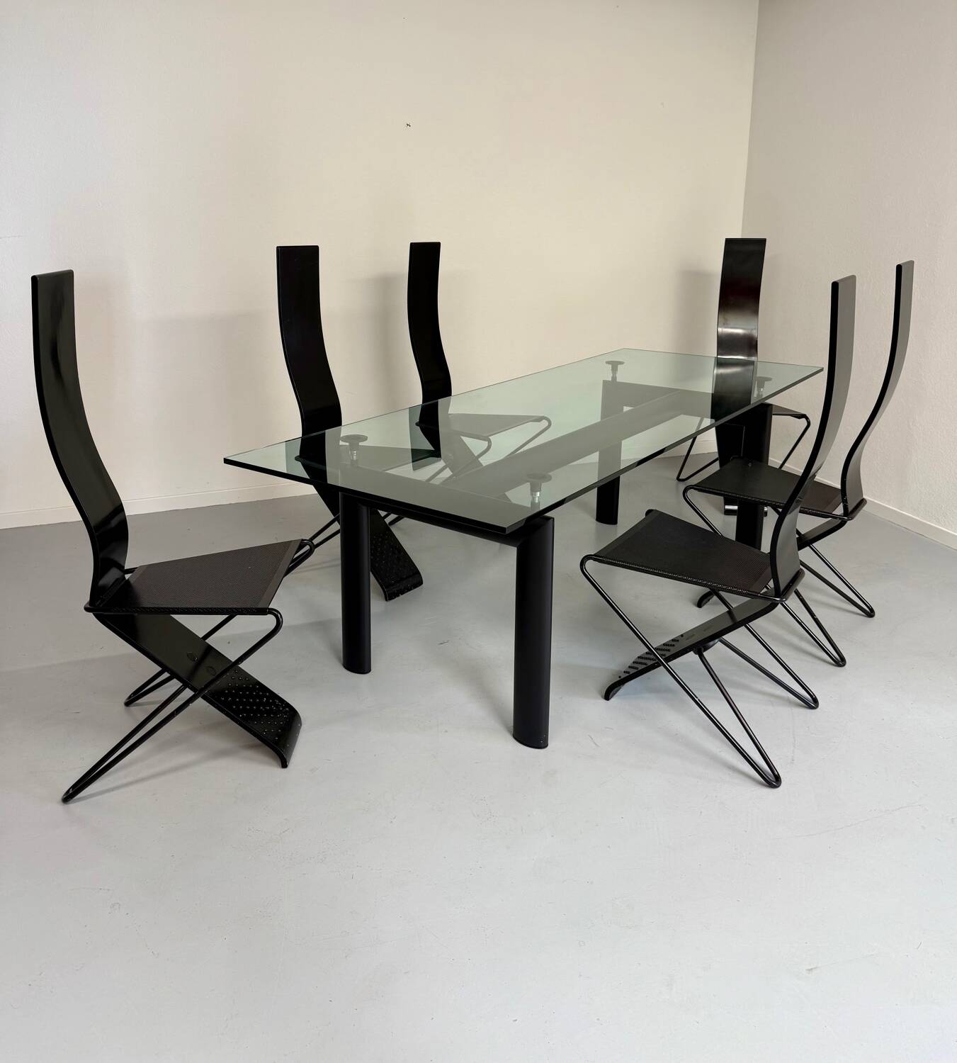 Le Corbusier Cassina LC6 vintage glass dining table
