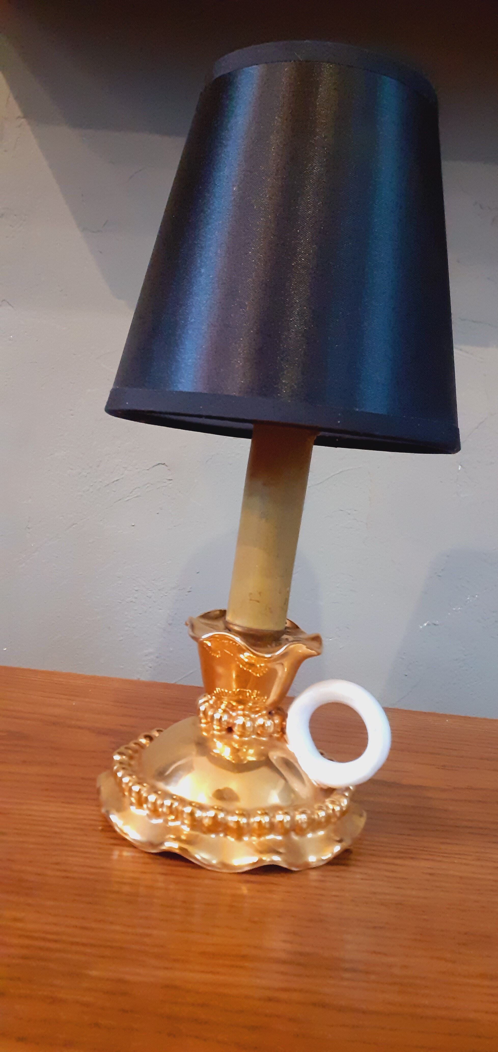 Art deco lamp earthenware malicorne golden 30s in the shape of hand candlestick