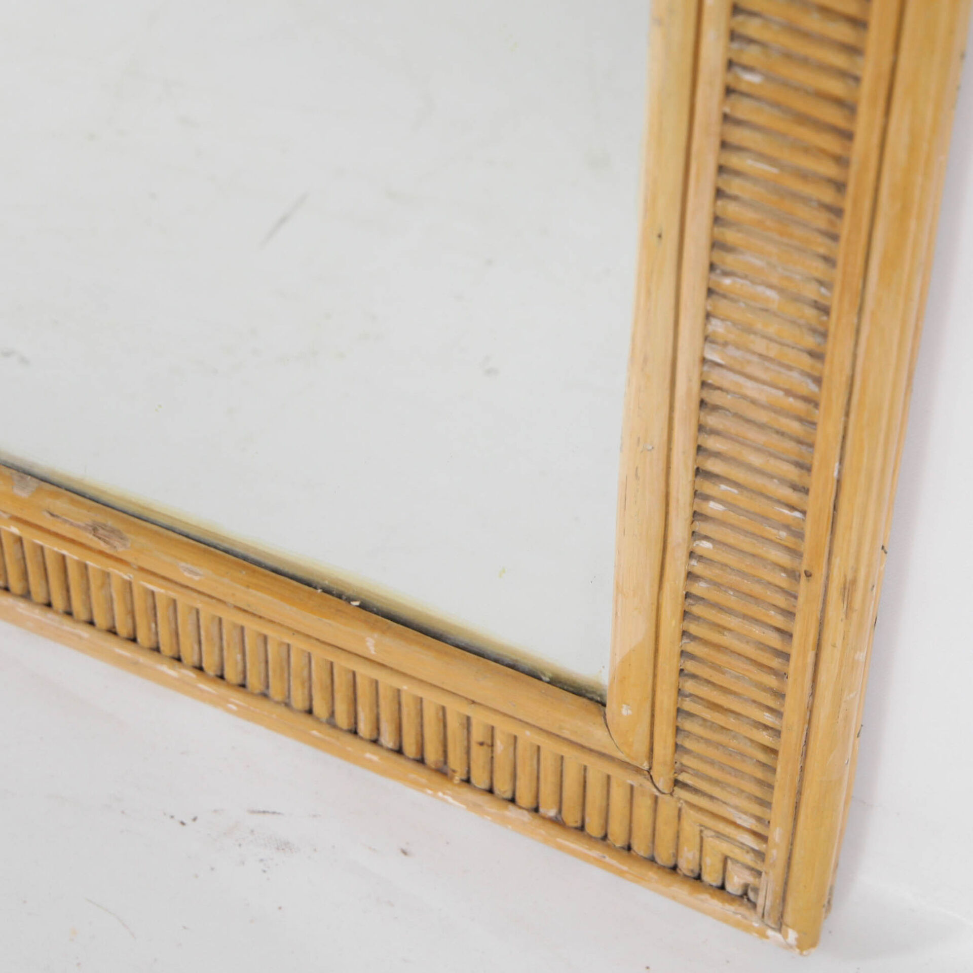 Pair of rattan and copper mirrors