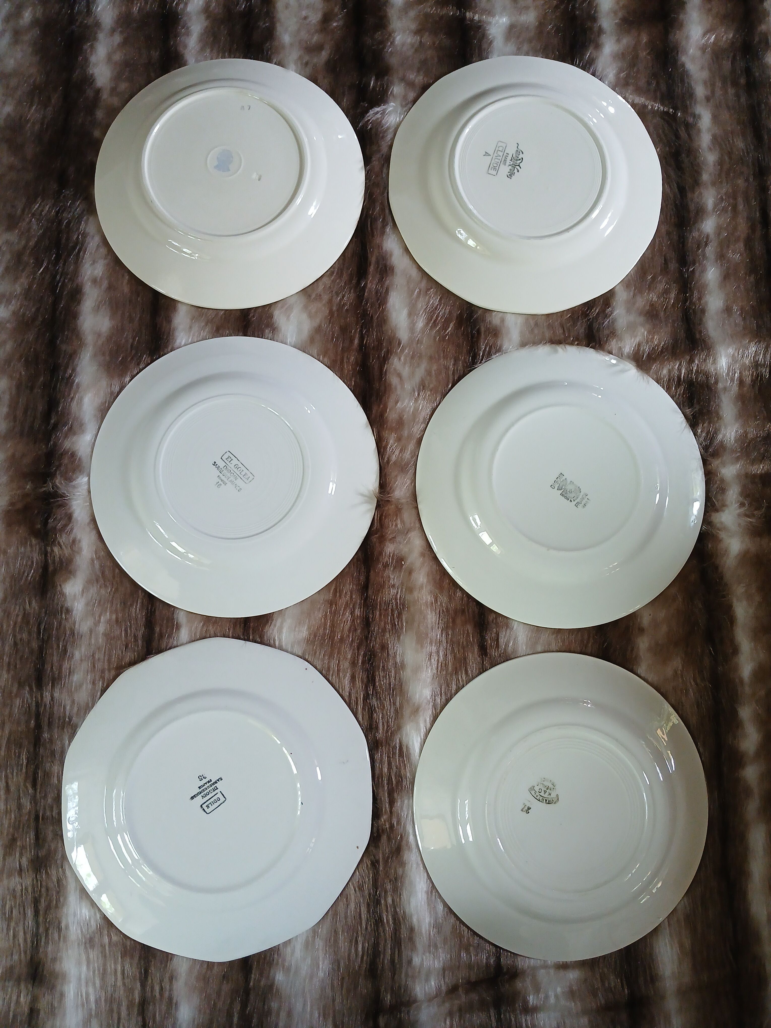 6 mismatched antique dinner plates